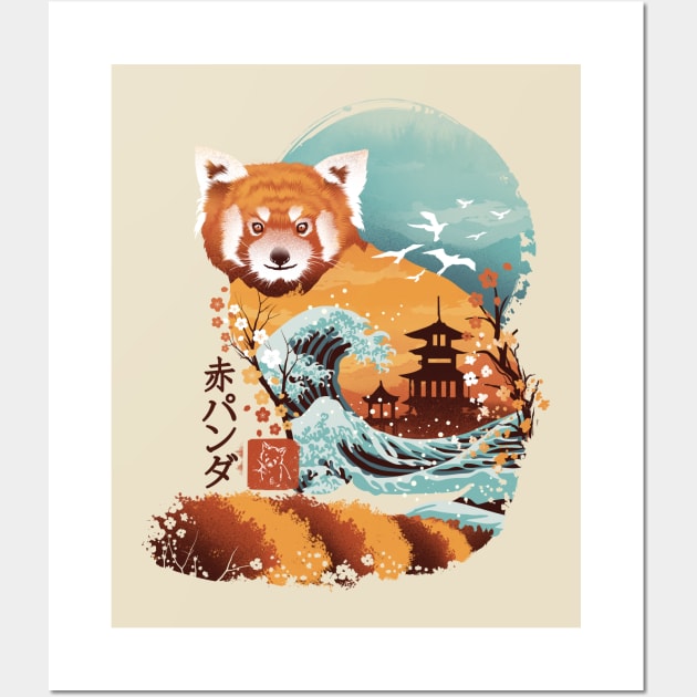 Ukiyo e Red Panda Wall Art by DANDINGEROZZ